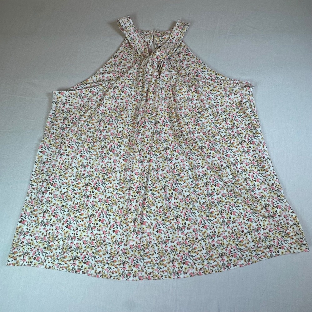 Lane Bryant Blouse Women 18/20 Floral Twisted Halter Neck Botanical Vacation